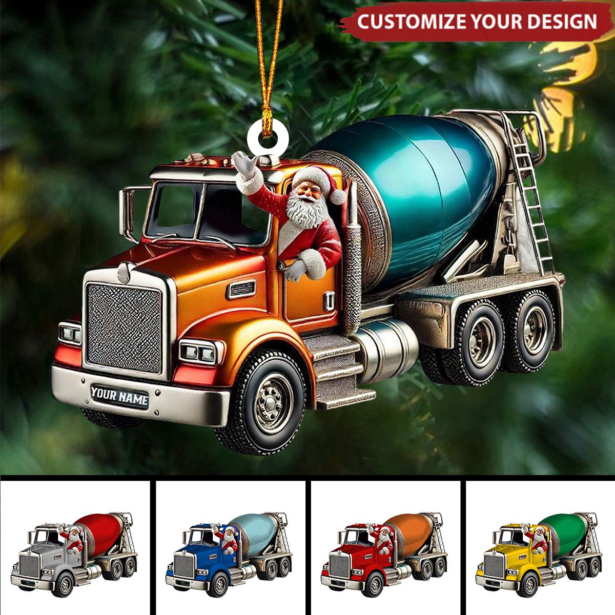 Personalized Cement Mixer Santa Ornament - 2025 New Release Unique Holiday Gift for Construction Fans