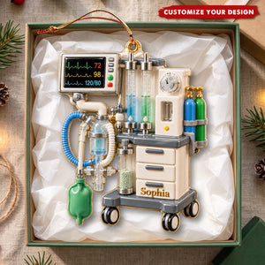 Personalized Anesthesia Machine Christmas Acrylic Ornament, Custom Name Anesthesiologist Gift