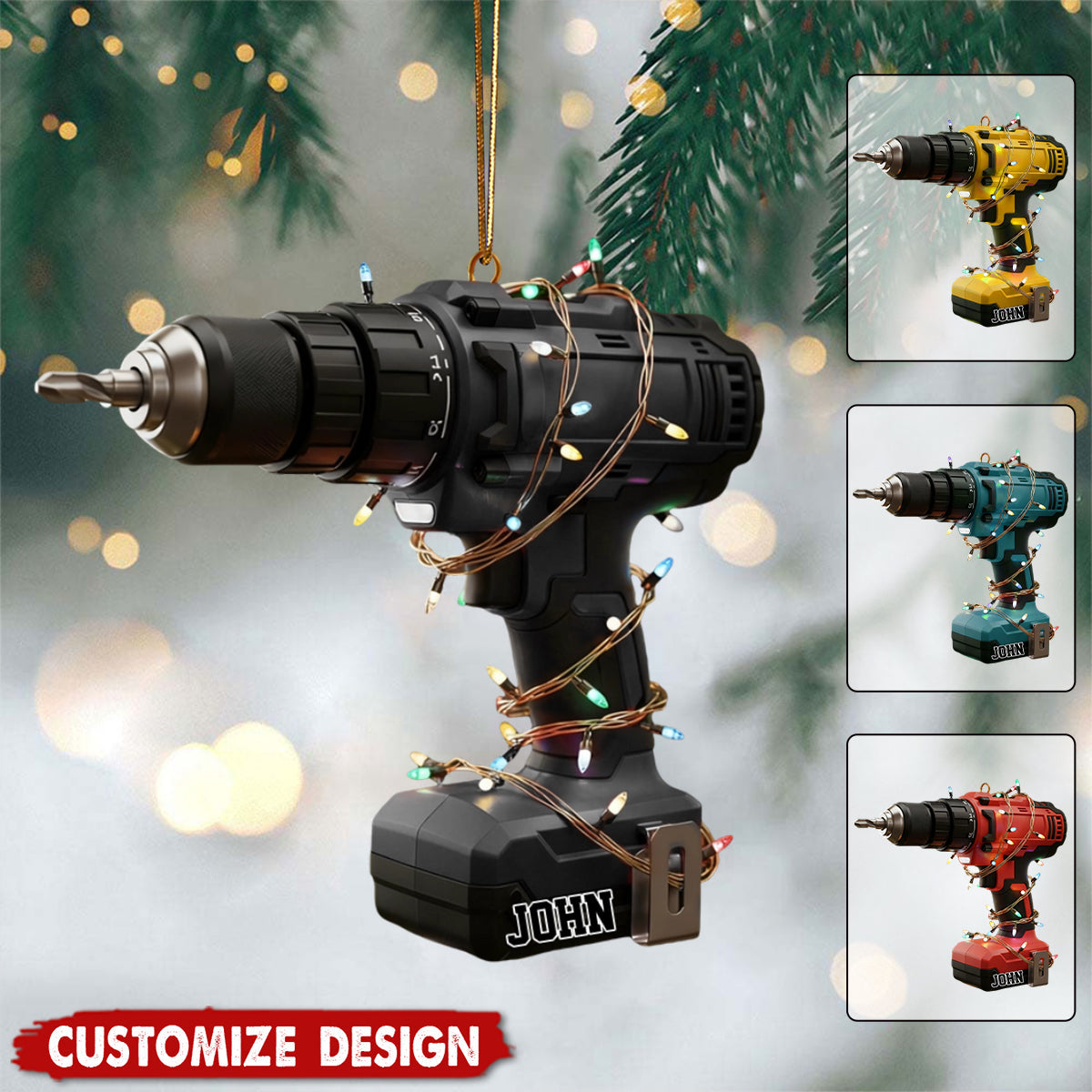 Personalized Drill Ornament - Gift For Handyman, Workshop, DIY Lovers