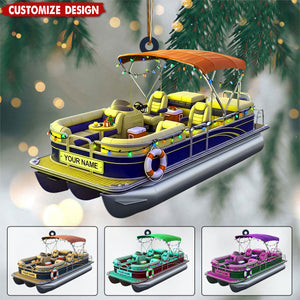 Personalized Pontoon Boat Christmas Ornament - Gift For Boat Lover