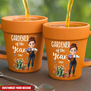 Custom Plant Pot Ceramic Mug - Personalized Garden Gifts For Gardeners - Plant Parent Vibes - Flower Pot Mug
