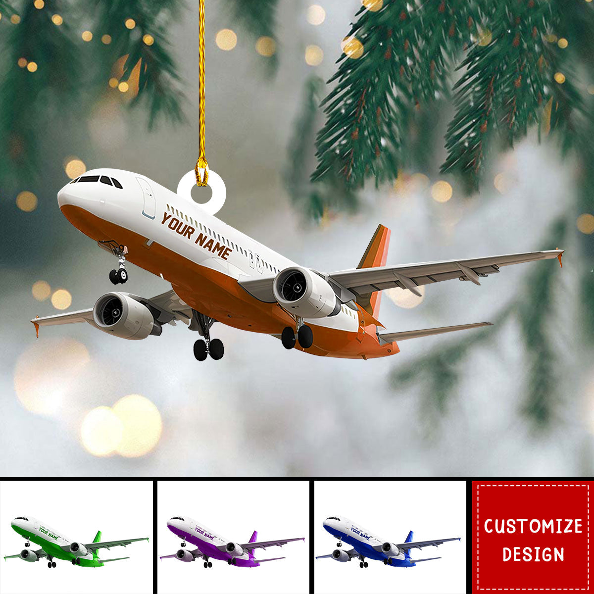 Personalized Airplane Acrylic Christmas Ornament - Gift For Pilot