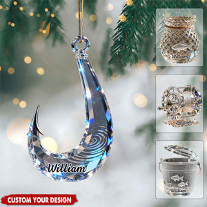 Personalized Fishing Themed Christmas Ornament - Fishhook/Fish Bucket/Fishing Reel/Fish Basket