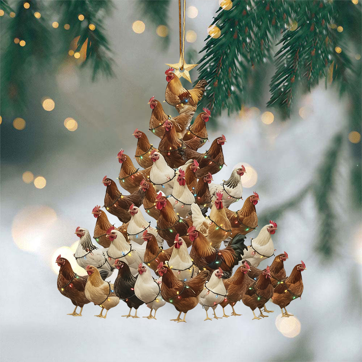 Funny Chicken Christmas Tree Ornament