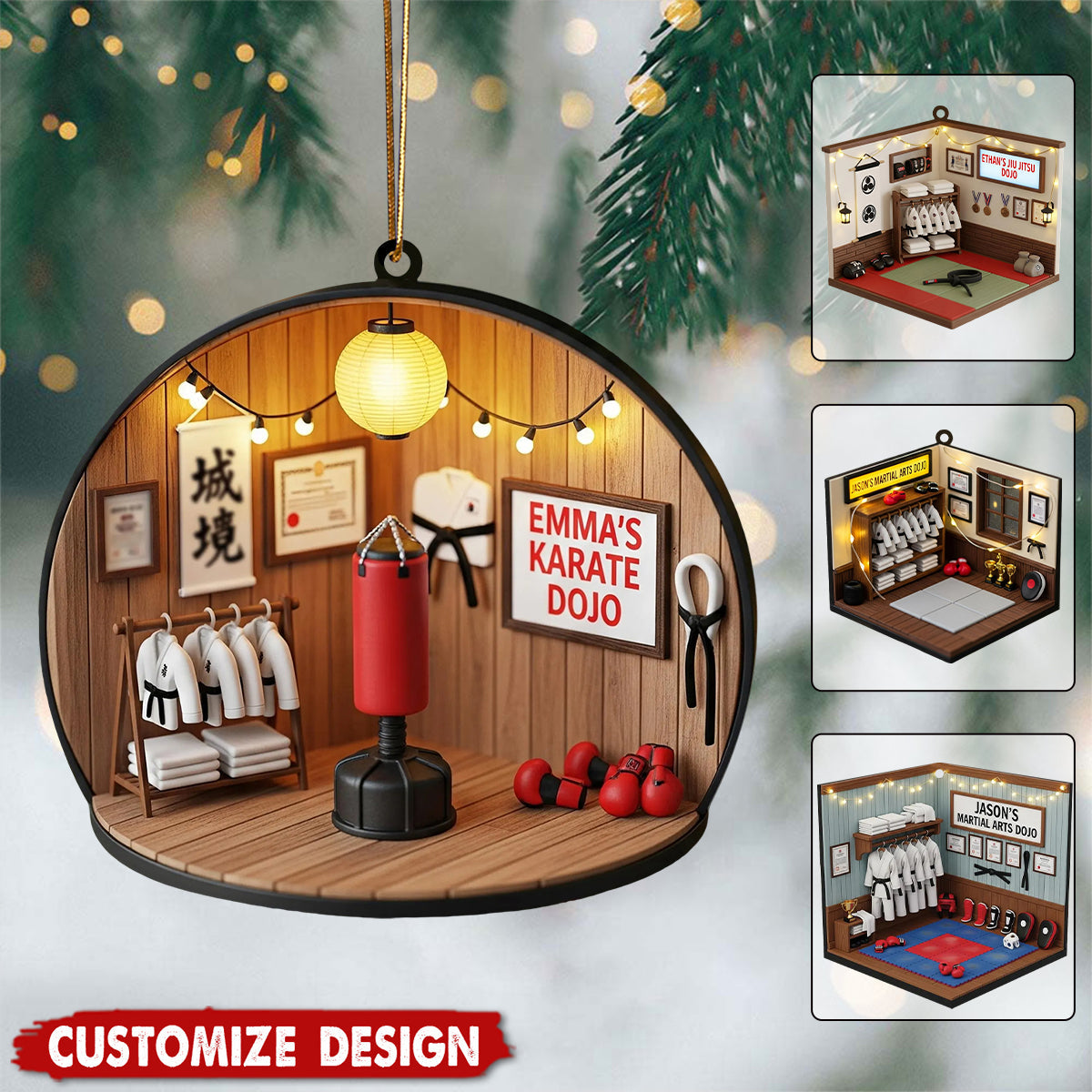 Personalized Martial Arts/Jiujitsu/Karate/Taekwondo Christmas Ornament