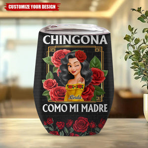 Custom Wine Tumbler - Personalized Hispanic Month Birthday Gifts For Hispanics And Latinos, Women - Beauty With Bite, Grace With Grit