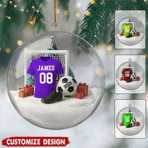 Personalized Dream Locker Soccer Jersey Snow Globe Christmas Ornament - Gift for Soccer Players, Son, Daughter, Grandkids, Team Members