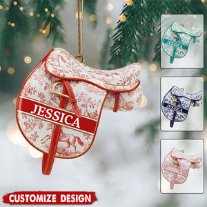 Personalized Equestrian Saddle Christmas Ornament - Gift For Horse Riding Lovers