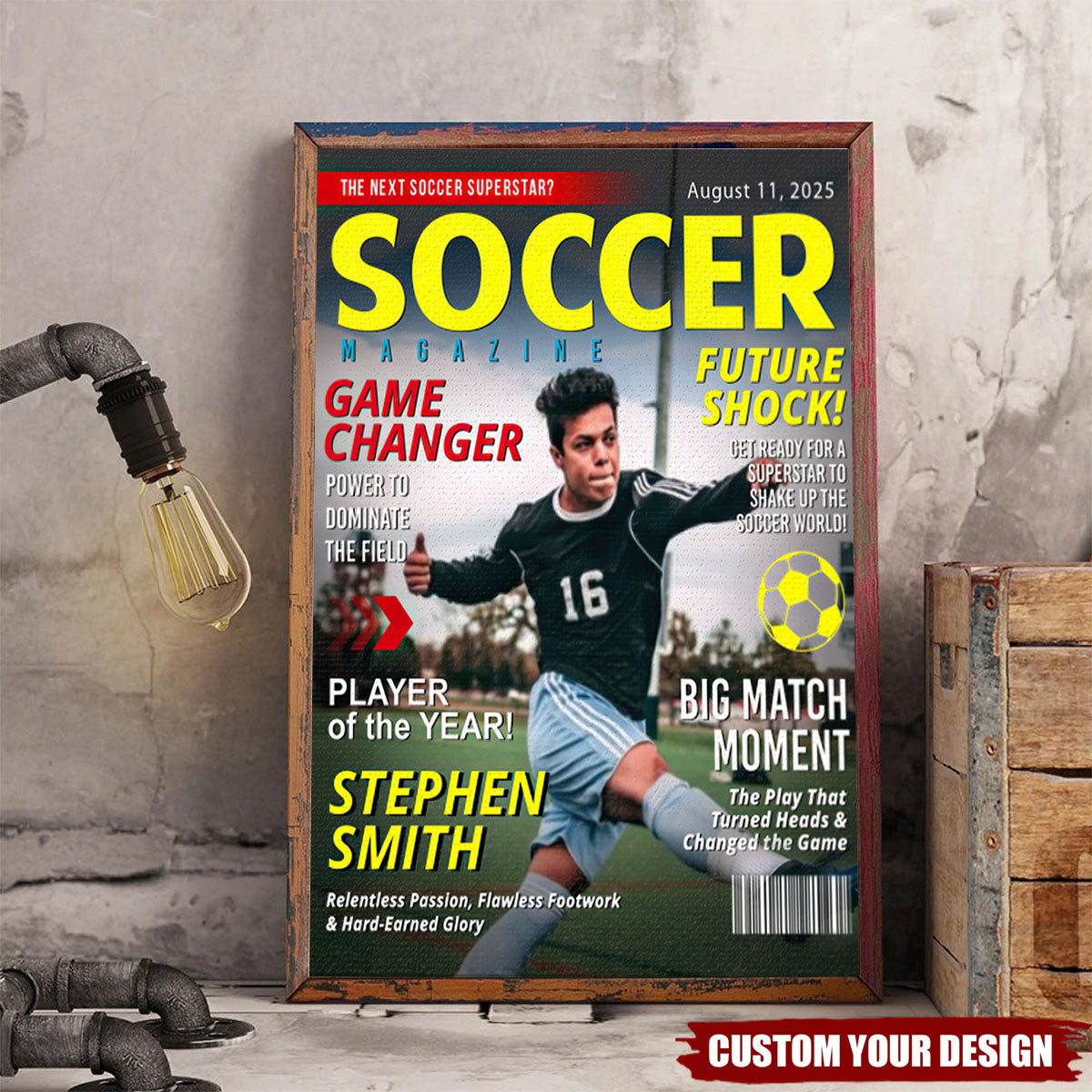 Personalized Soccer Magazine Cover Poster - Soccer Lovers Gift