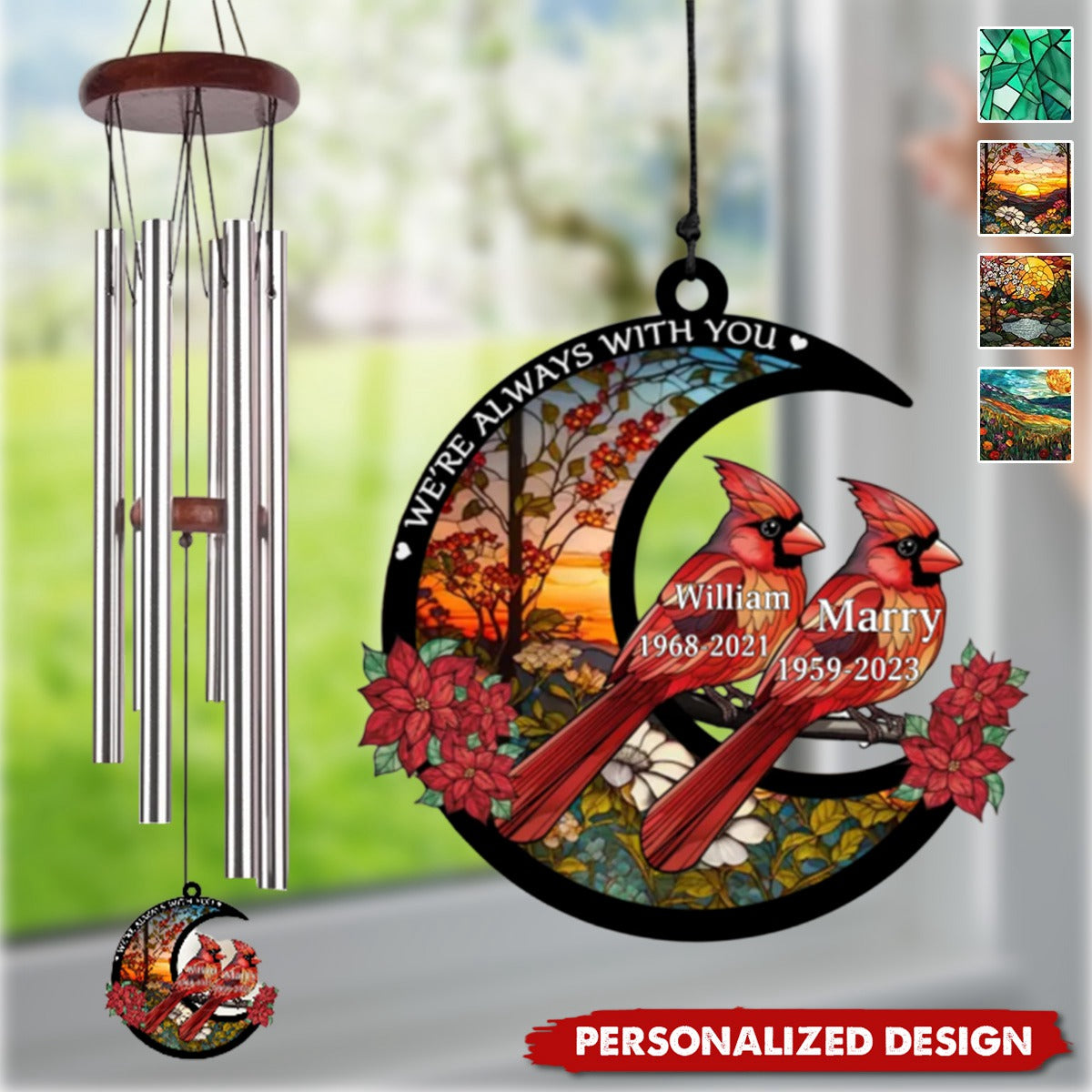 When Cardinals Appear,Angels Are Near-Memorial Personalized Wind Chime Suncatcher
