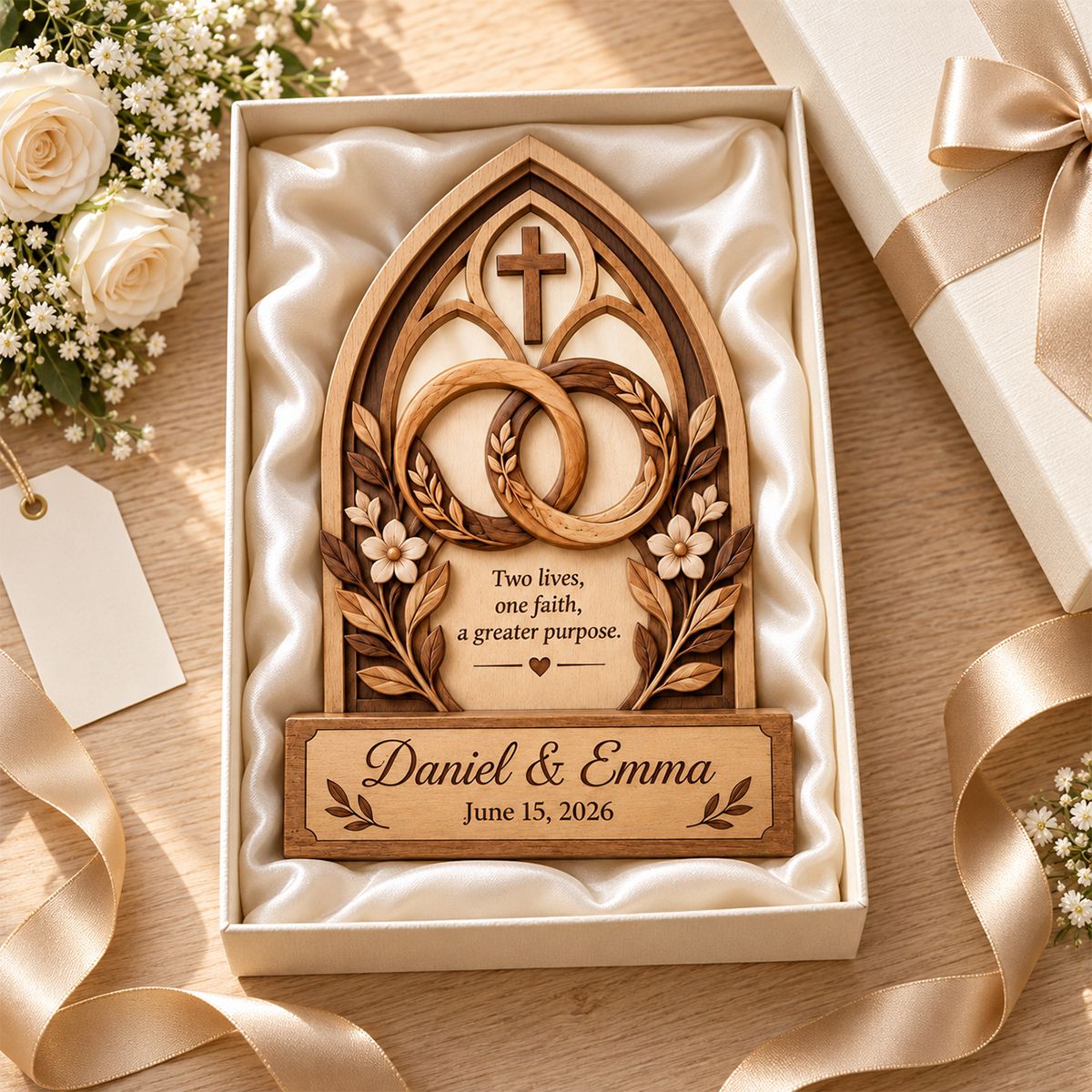 Personalized Christian Wedding Wooden Block Sign