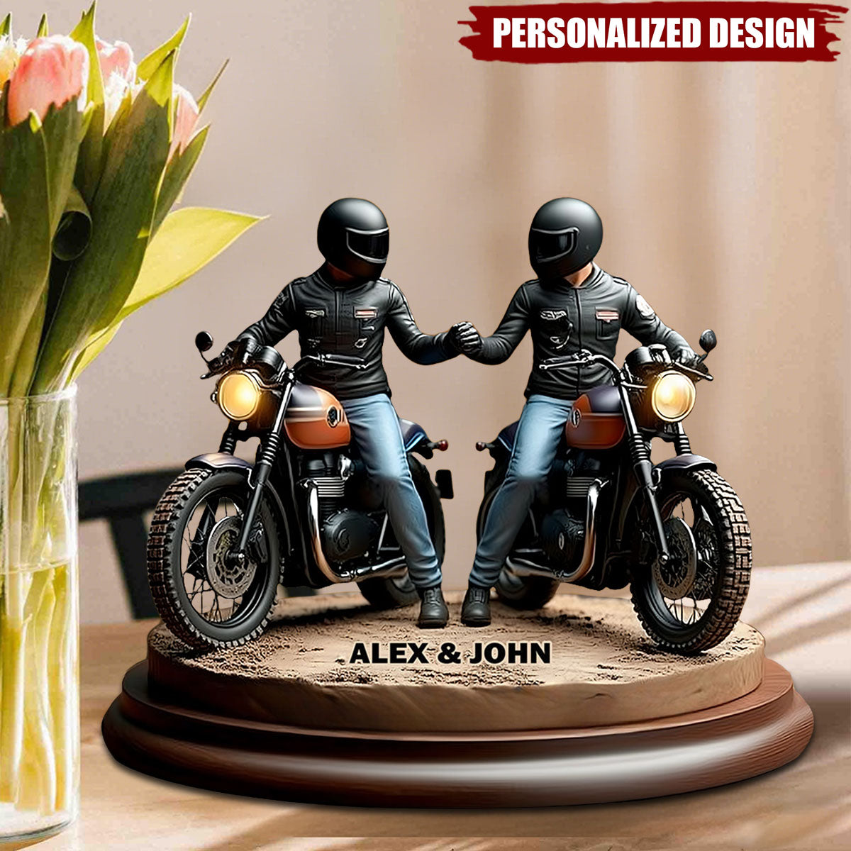 Old Biker Dad-Personalized Biker Shaped Acrylic Plaque
