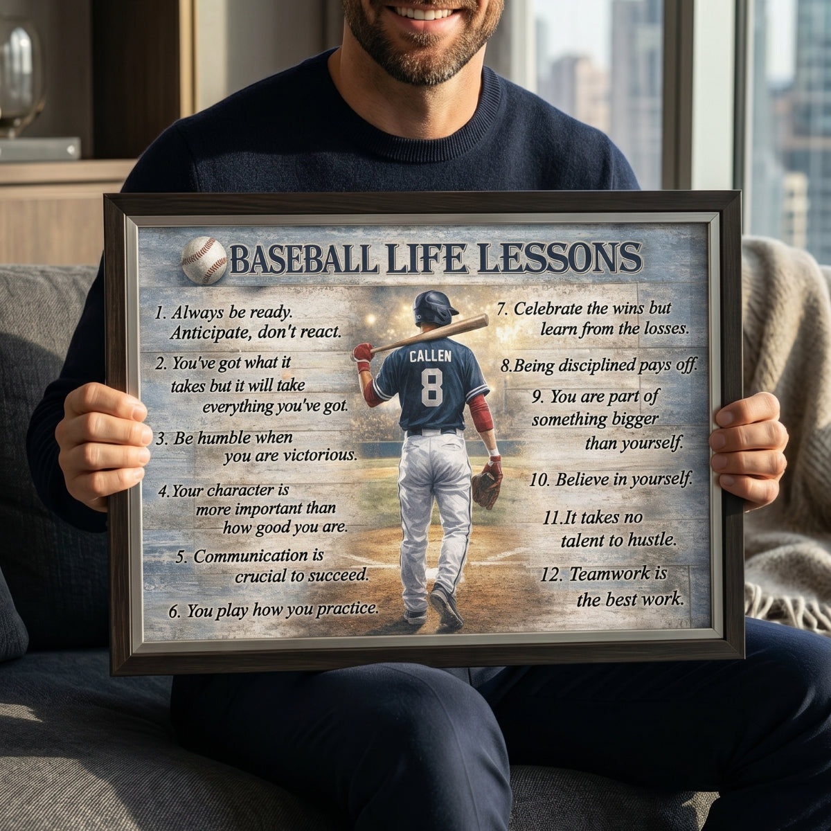 Baseball Life Lessons Canvas, Sports Life Lessons Poster, Gift for Men, Boy, Male, Husband, Boyfriend, Brother Father Day