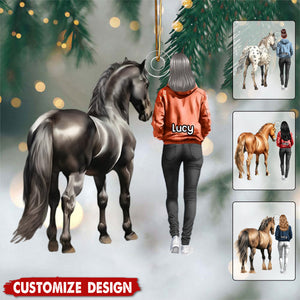 Personalized Woman And Horse Ornament - Gift For Horse Lovers