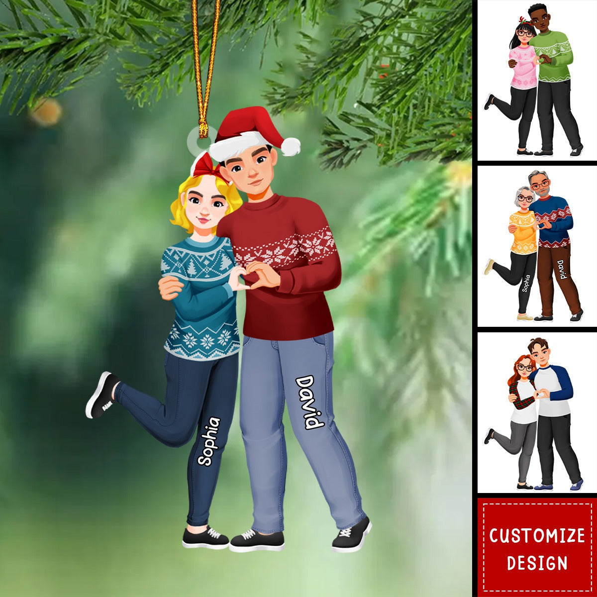 2024 New Release Personalized Gift For Couple, Heart Shaped Hands Couple Acrylic Ornament