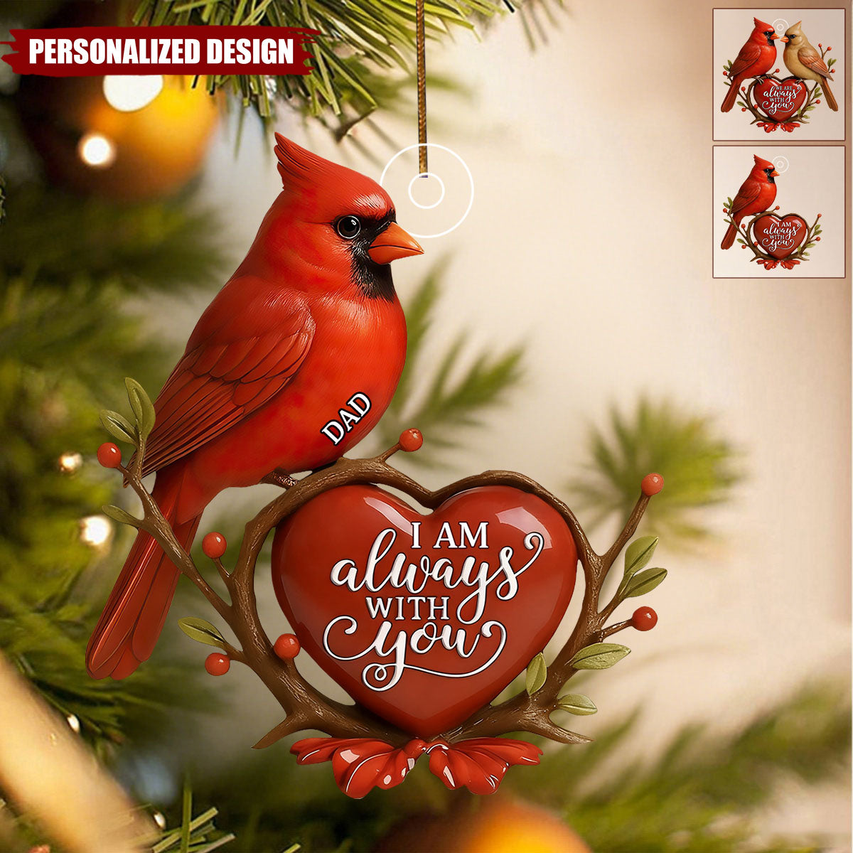 Personalized Cardinal Memorial Ornament-Loss of Loved One Sympathy Gift