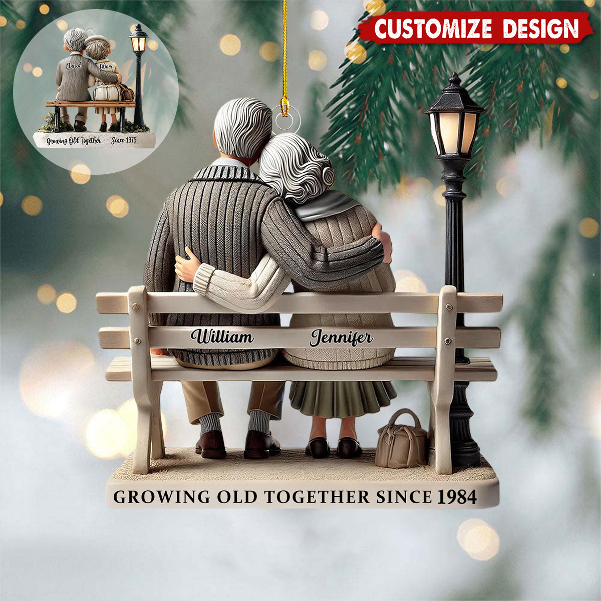Personalized Couple Ornament-Anniversary Gift for Grandparents