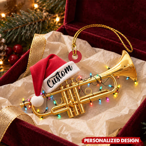 Personalized Musical Trumpet Acrylic Christmas Ornament