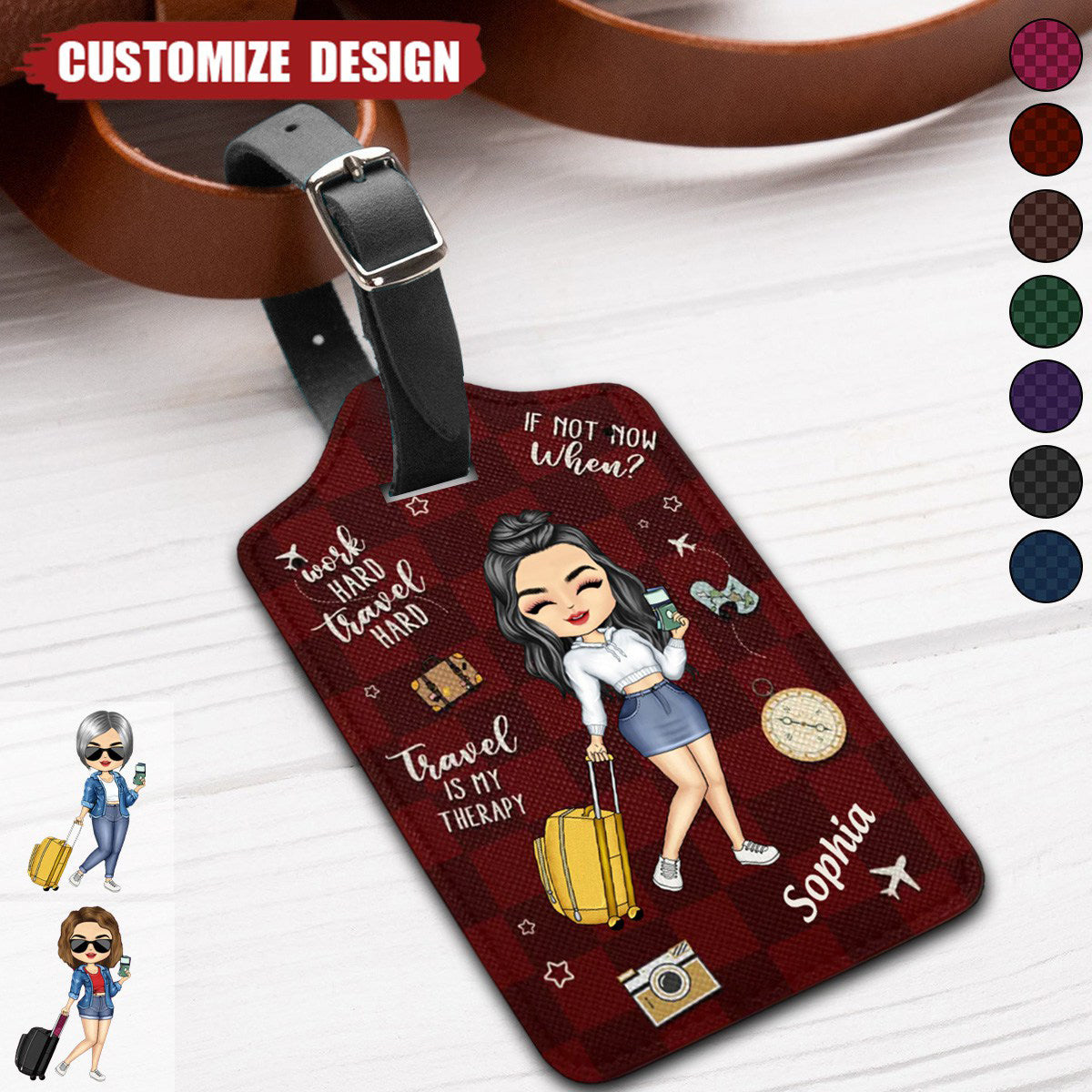 Travel Is My Therapy - Personalized Luggage Tag - Gift For Travellers