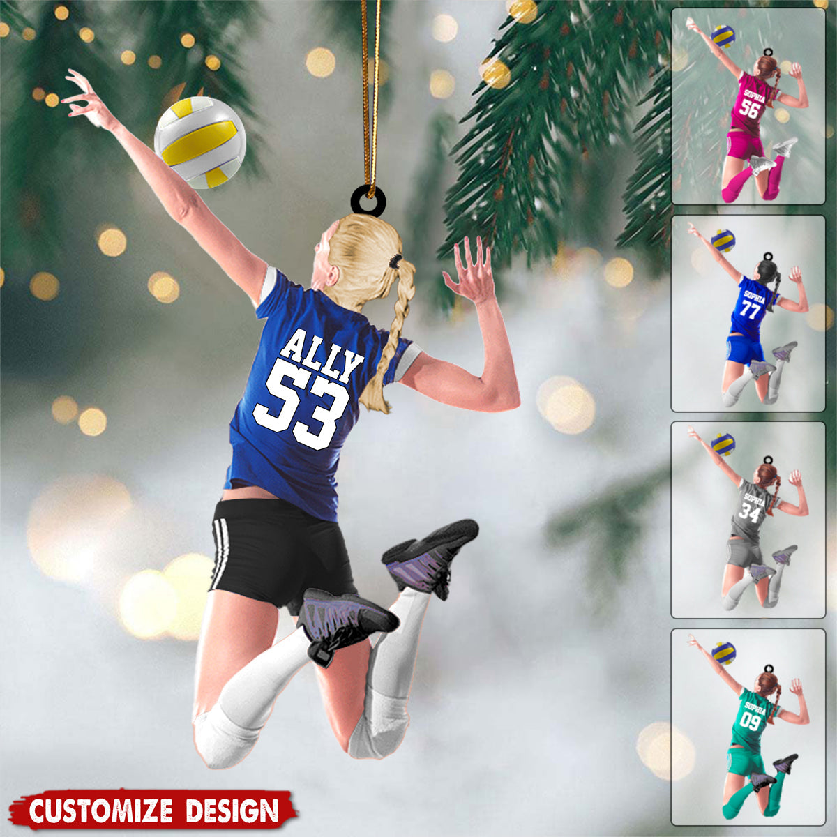 Personalized Beach Volleyball Acrylic Ornament, Gift For Volleyball Players