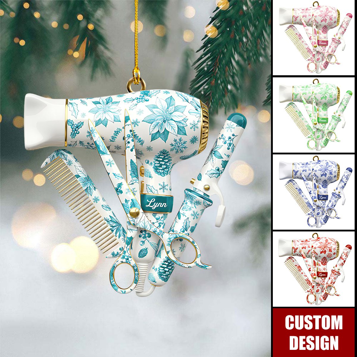 Celebrate Your Passion: Hairstylist Toile de Jouy Ornament - Personalized Christmas Gift