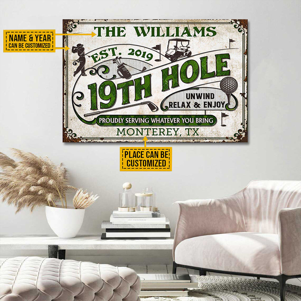 Personalized Golf 19th Hole Proudly Customized Poster-Great Gift idea For your Beloved ones