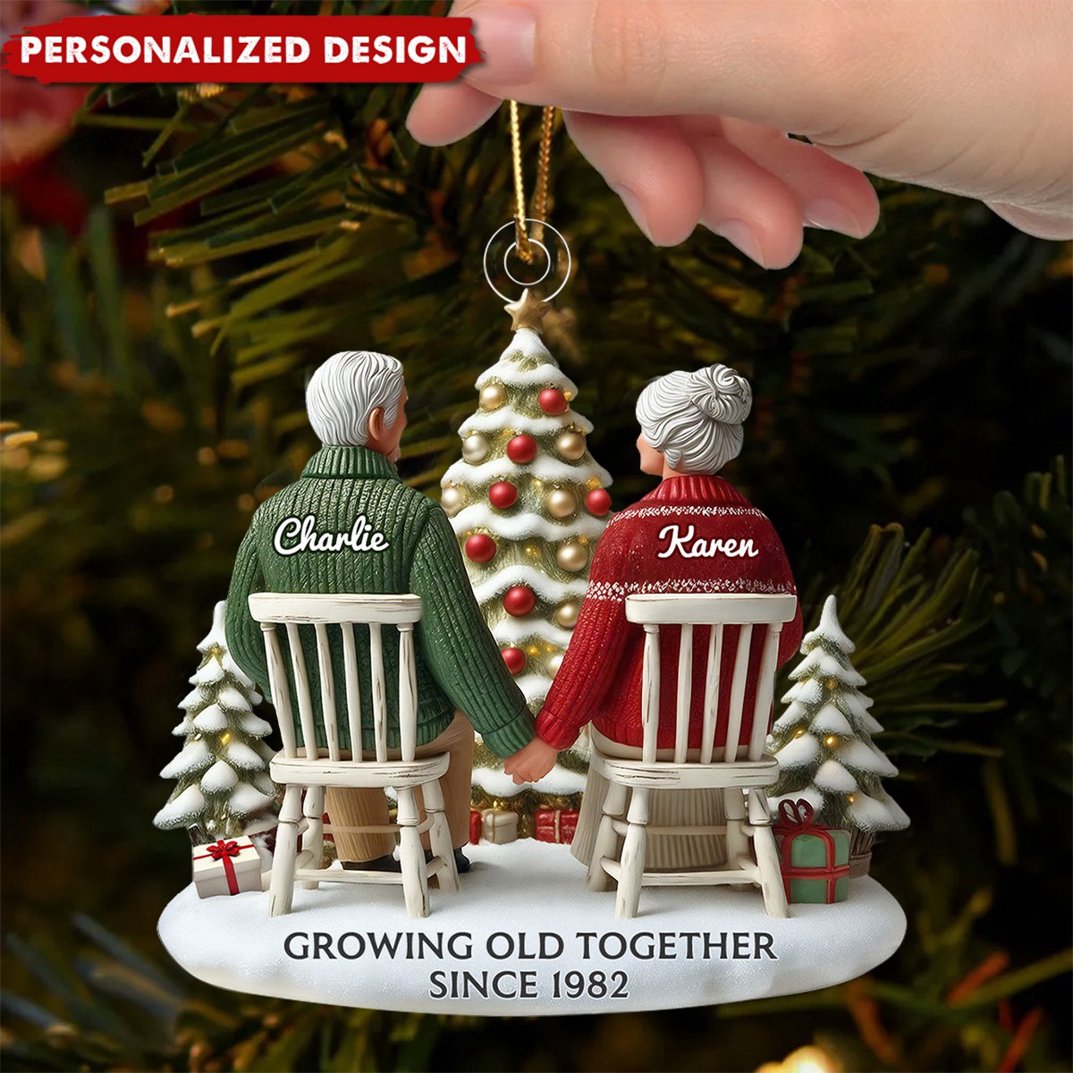 Growing Old Together-Personalized Ornament-Gift For Couple