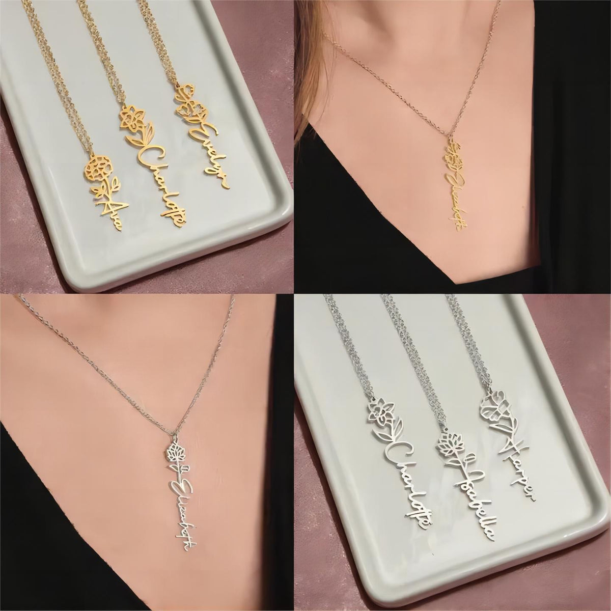 Graduation Gift - Personalized Flower Name Necklace