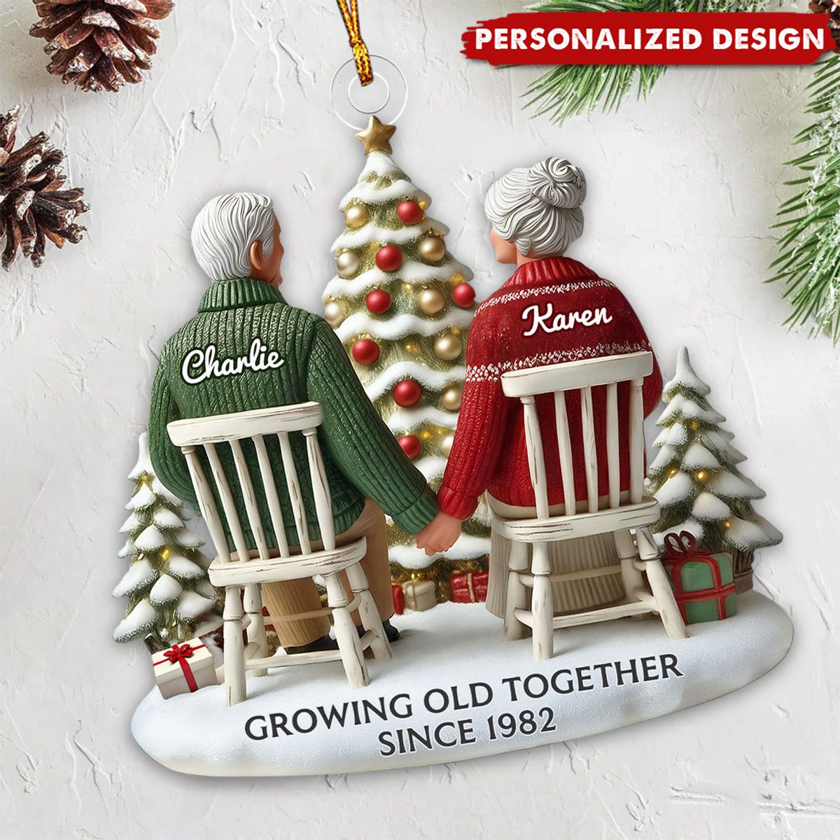 Growing Old Together-Personalized Ornament-Gift For Couple