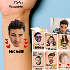 Personalized Photo Birthday Temporary Tattoos