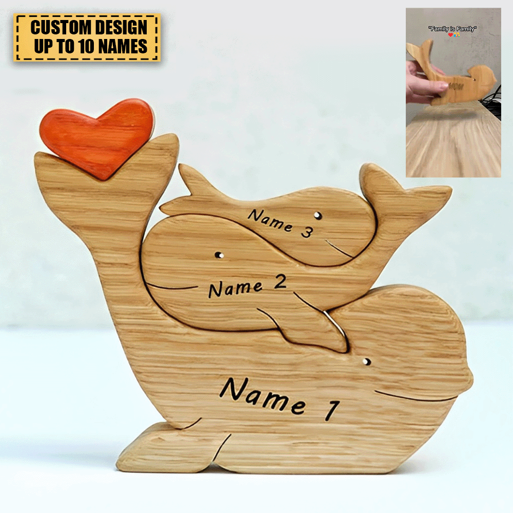 Wooden whales family puzzle - Gift For Family