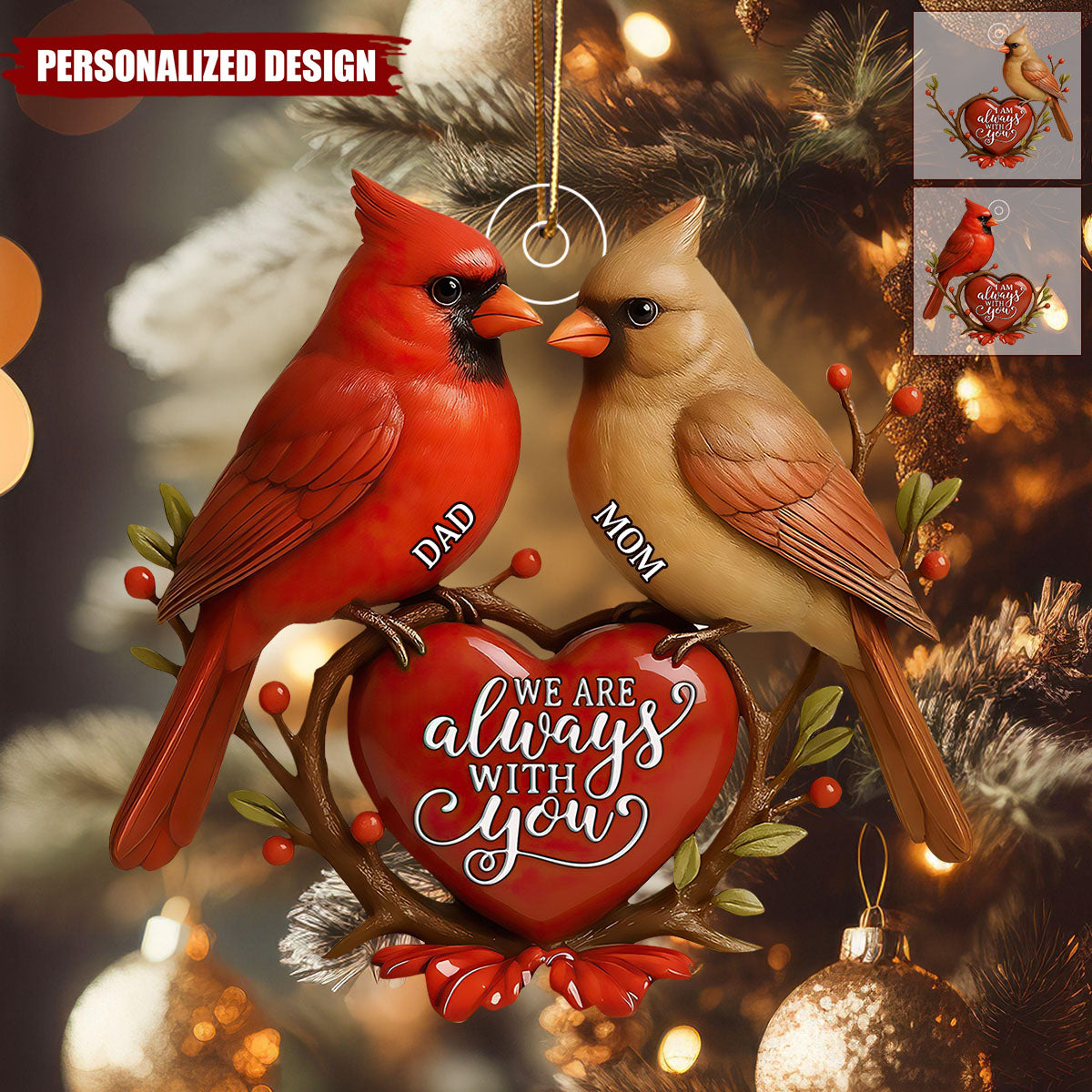 Personalized Cardinal Memorial Ornament-Loss of Loved One Sympathy Gift