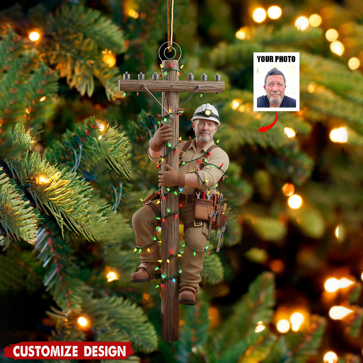 Keeping the Lights On - Personalized Lineman Ornament