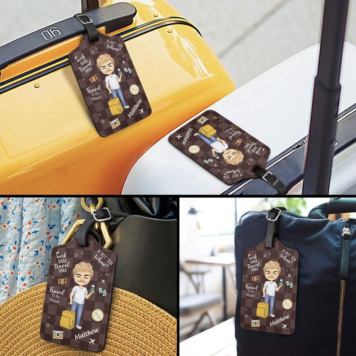 Travel Is My Therapy - Personalized Luggage Tag - Gift For Travellers