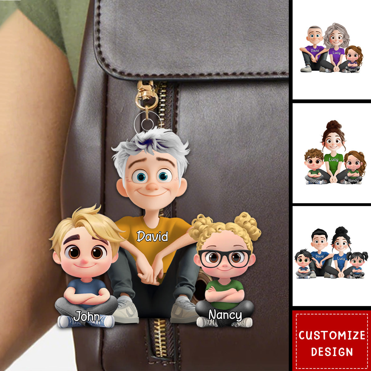 Personalized Cute Cartoon Family Keychain - Gift For Your Family