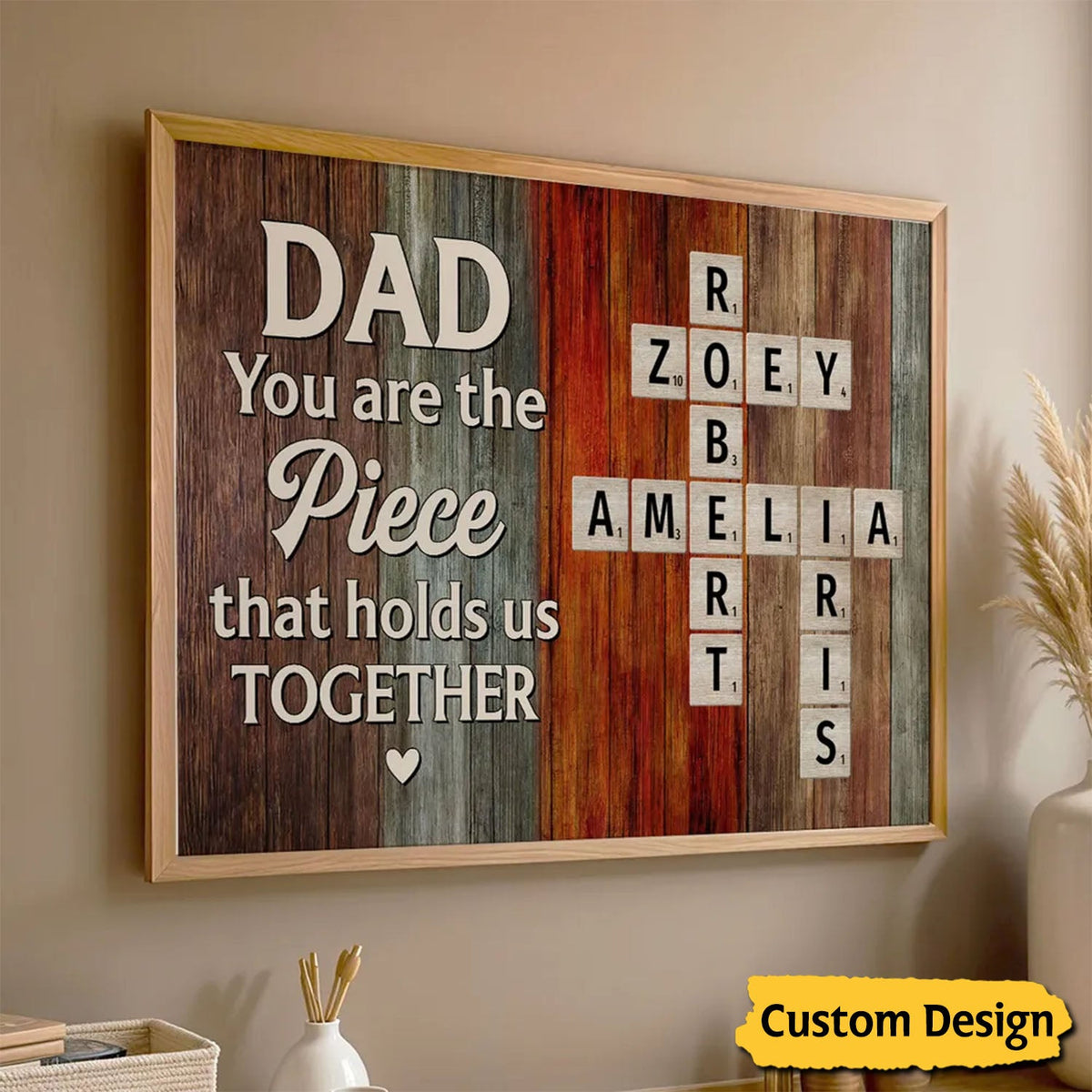 Dad You Are The Piece Crossword Puzzle Art Rustic Personalized Poster, Gift For Dad