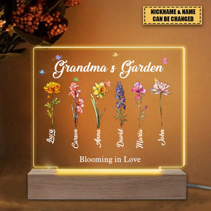 My Garden, My Love - Family Personalized Custom Rectangle Shaped 3D LED Light - Gift For Grandma
