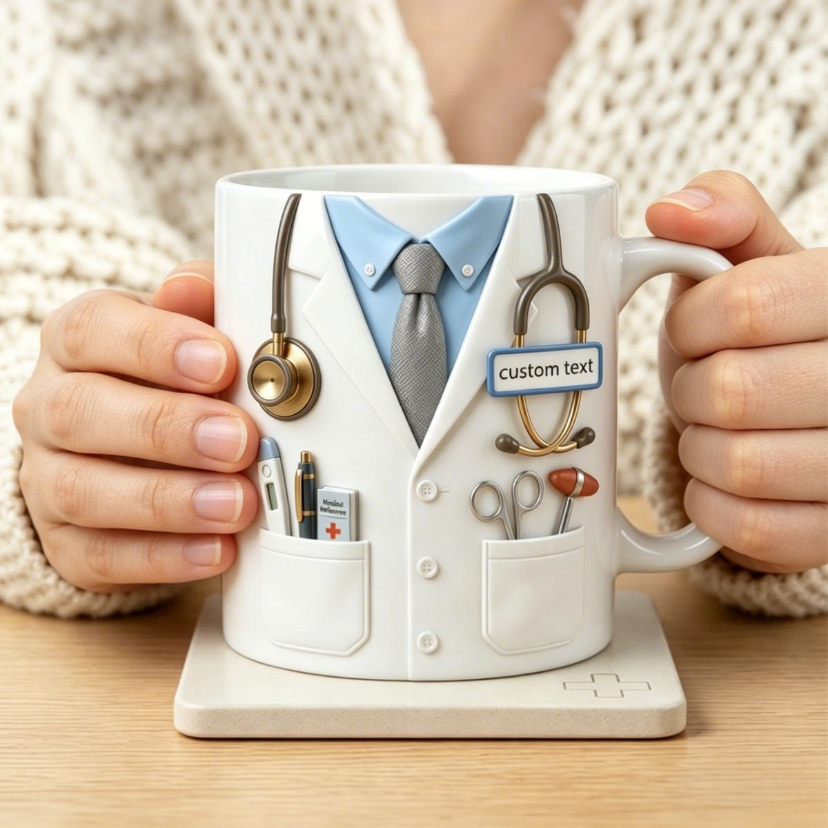 Personalized Doctor White Coat 3D Mug, Gift for Doctor/Nurse/Med Student, Unique Graduation/Thank You Gift