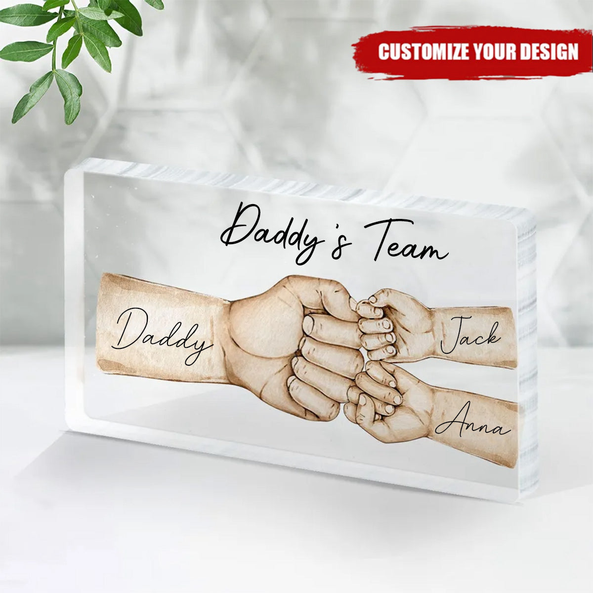 Daddy's Team Fist Bump Personalized Acrylic Plaque