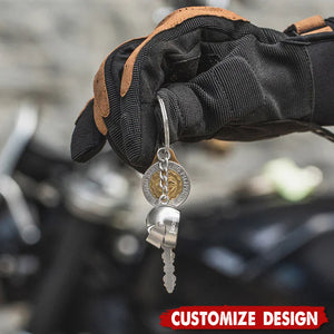 Personalized Monogram Motorcycle Helmet Keychain - Birthday Father's Day Valentine's Day Gift for Men