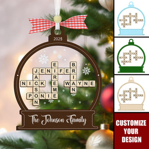Family Crossword Christmas Ornament, Scrabble Personalized Christmas Ornament