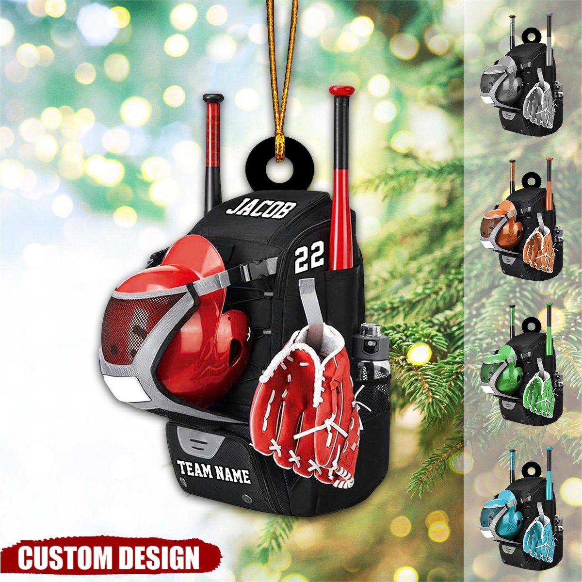 Personalized Baseball Bag with Helmet & Gloves Christmas Ornament, Gift For Baseball Lovers - 2025 New Release