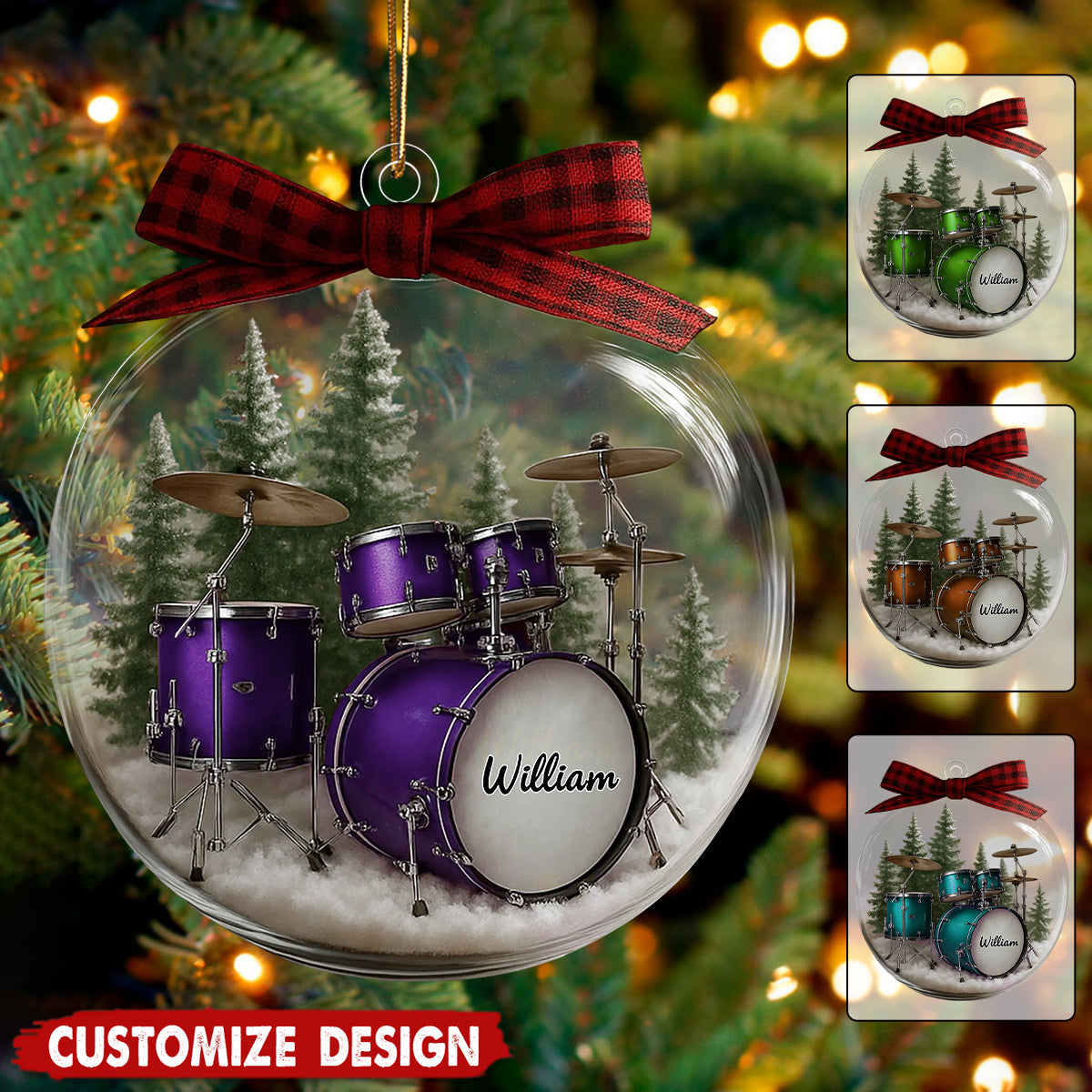 Personalized Drum Ornament - Gift For Drum Lovers
