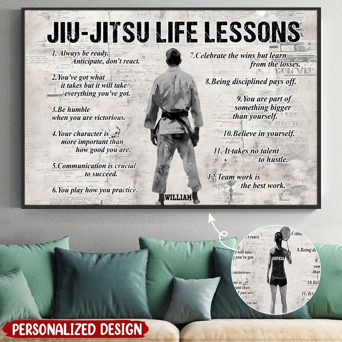 Personalized Jiu-Jitsu Life Lessons Poster - Gift For Jiu-Jitsu Lovers