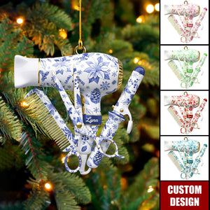 Celebrate Your Passion: Hairstylist Toile de Jouy Ornament - Personalized Christmas Gift