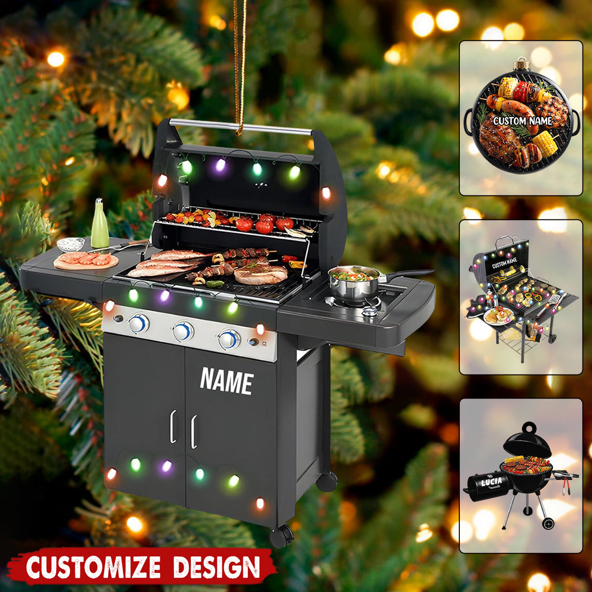 Personalized BBQ Grill Christmas Ornament - Gift For Grill Masters