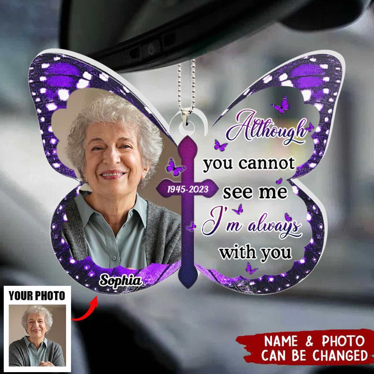 Always With You - Personalized Acrylic Photo Car Ornament