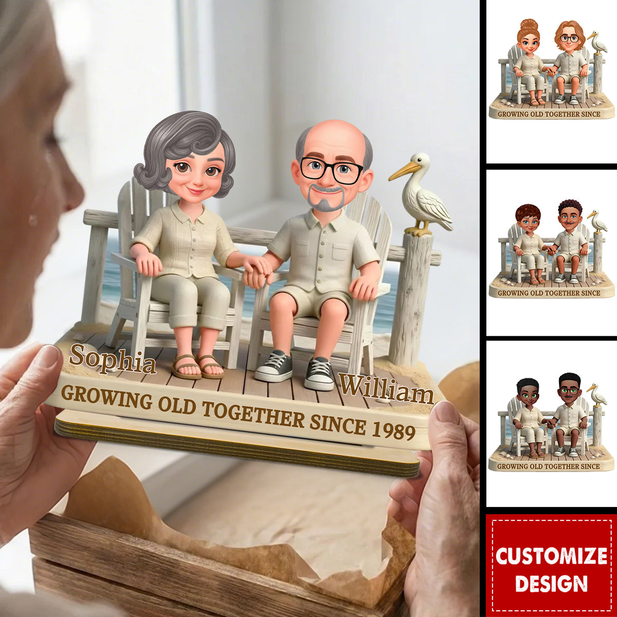 Growing Old Together-Personalized Couple Wooden Plaque