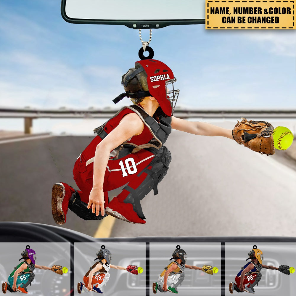 Personalized Baseball/Softball Apperance And Name Acrylic Ornament - Gift For Baseball/Softball Lovers