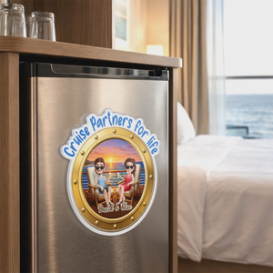 Custom Cruise Ship Door Magnet - Personalized Summer Vacation And Travel Gifts For Husband And Wife, Him And Her - Sailing Into The Ocean Together